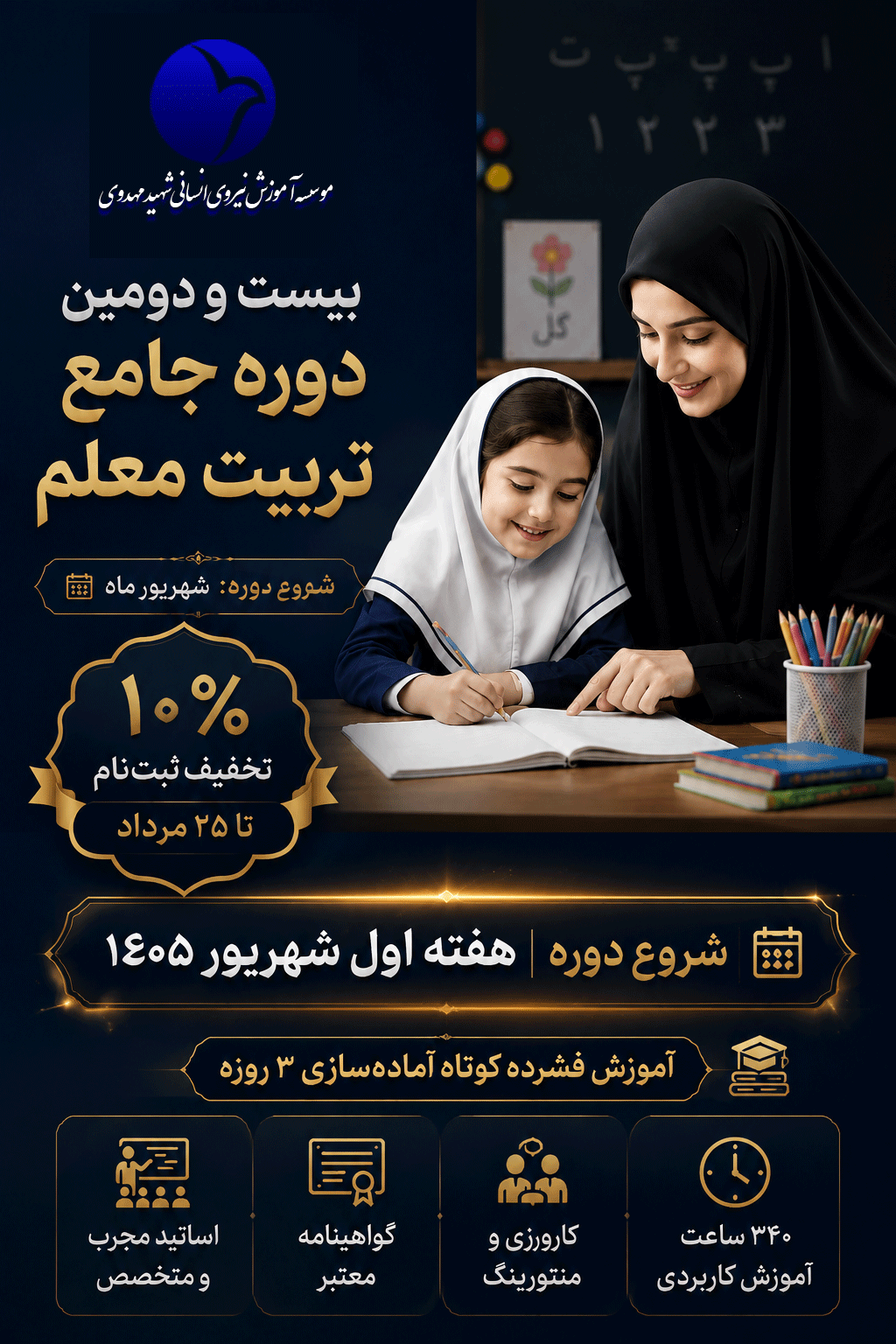 بیست و دومین دوره جامع تربیت معلم(سطح 1 پایه + تخصصی پایه های اول تا سوم ابتدایی)